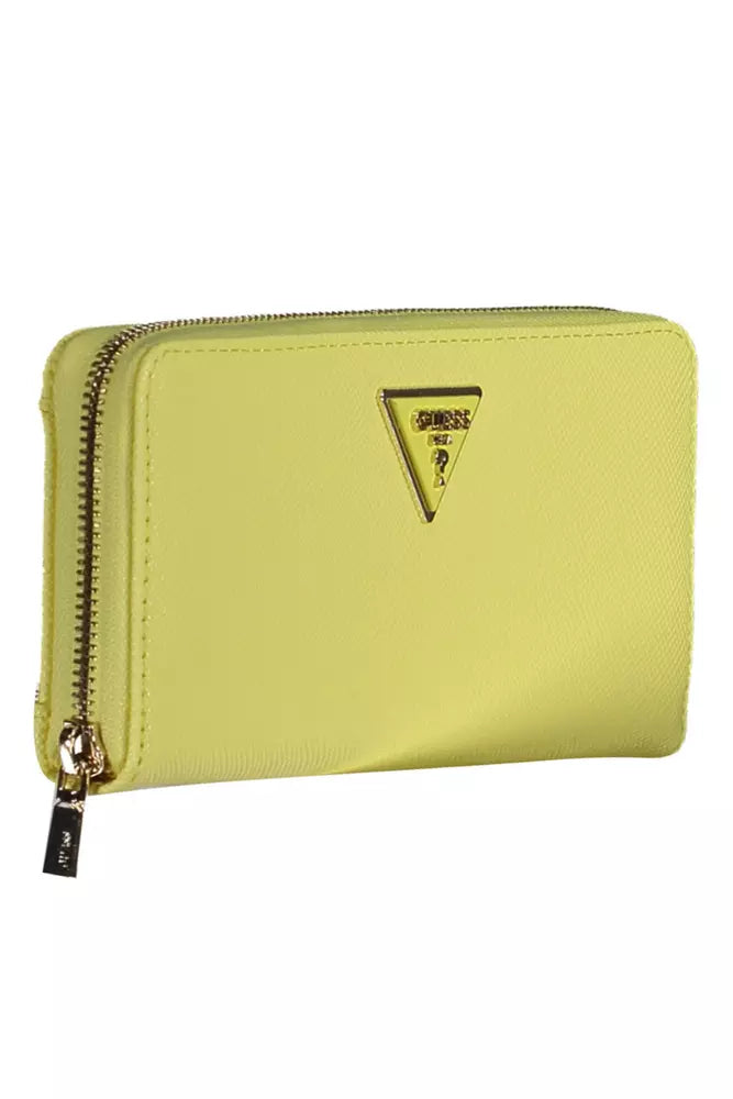 Portefeuille compact en polyéthylène jaune Guess Jeans Chic