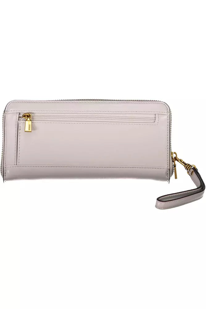 Cartera elegante gris Guess Jeans con cierre de cremallera seguro