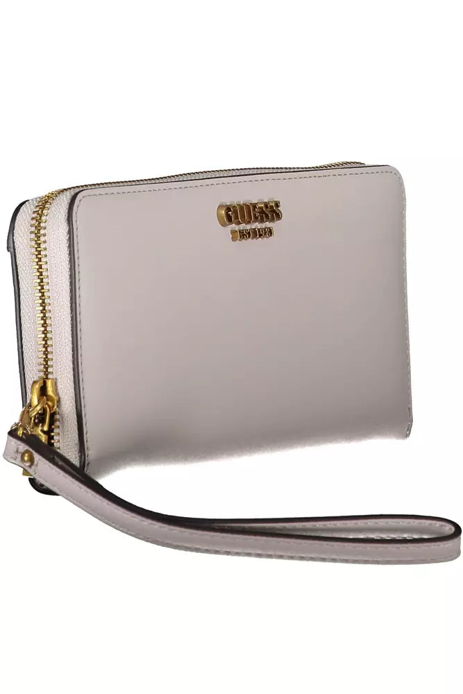 Cartera elegante gris Guess Jeans con cierre de cremallera seguro