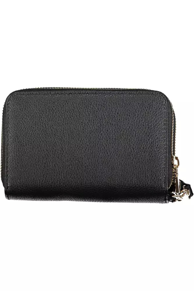 Cartera doble elegante negra con cierre de cremallera Guess Jeans