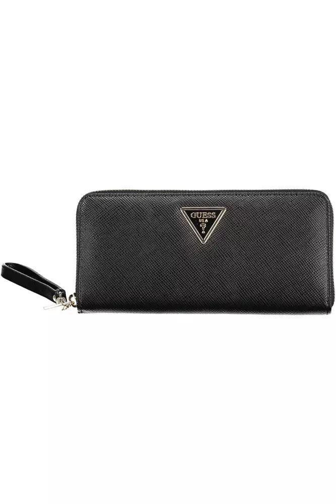 Portefeuille élégant en polyéthylène noir avec porte-monnaie Guess Jeans