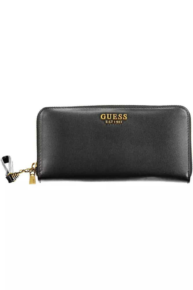 Cartera negra con múltiples compartimentos de polietileno Guess Jeans Chic