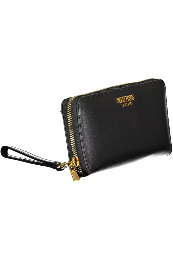 Cartera negra con múltiples compartimentos de polietileno Guess Jeans Chic