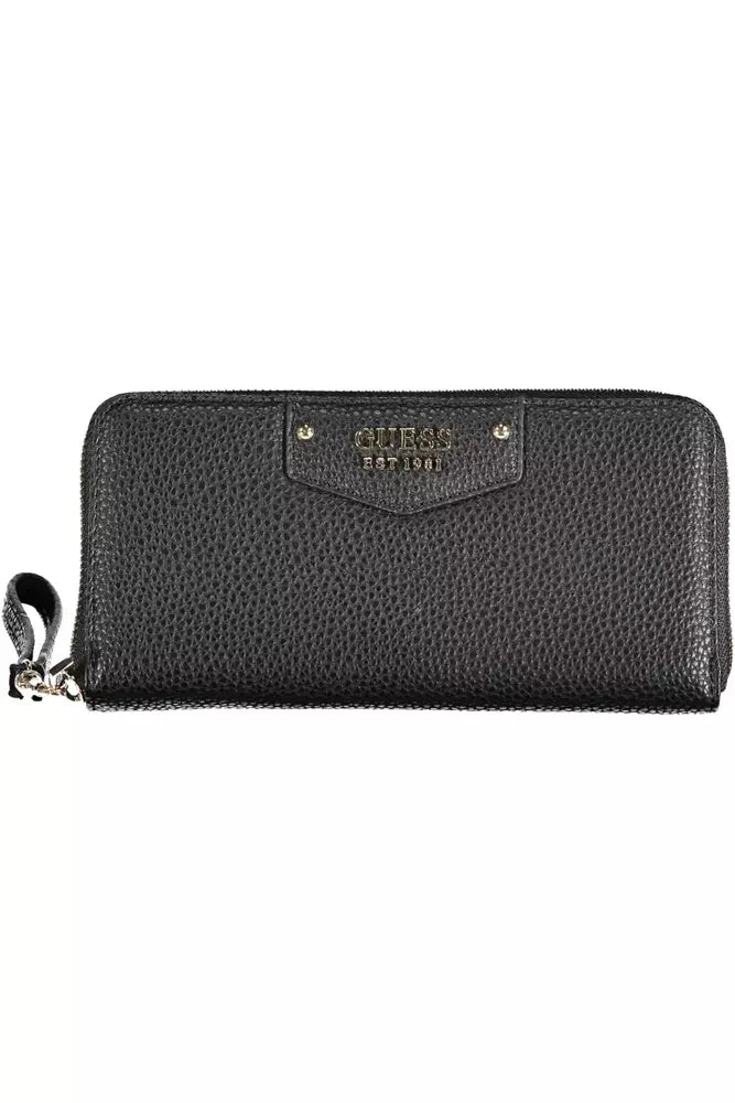 Cartera elegante negra con múltiples compartimentos de Guess Jeans