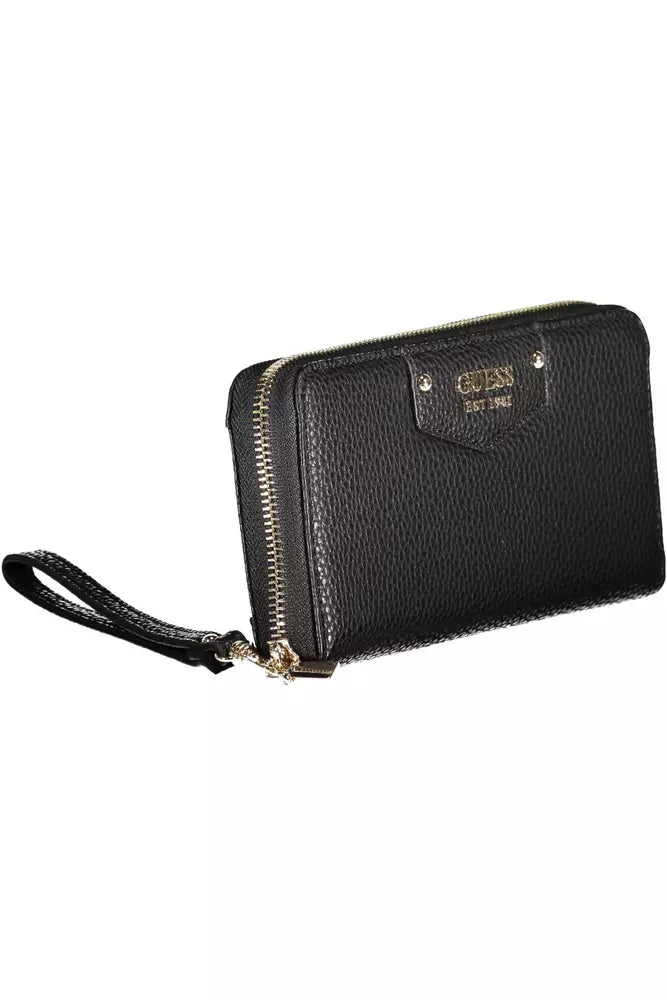 Cartera elegante negra con múltiples compartimentos de Guess Jeans