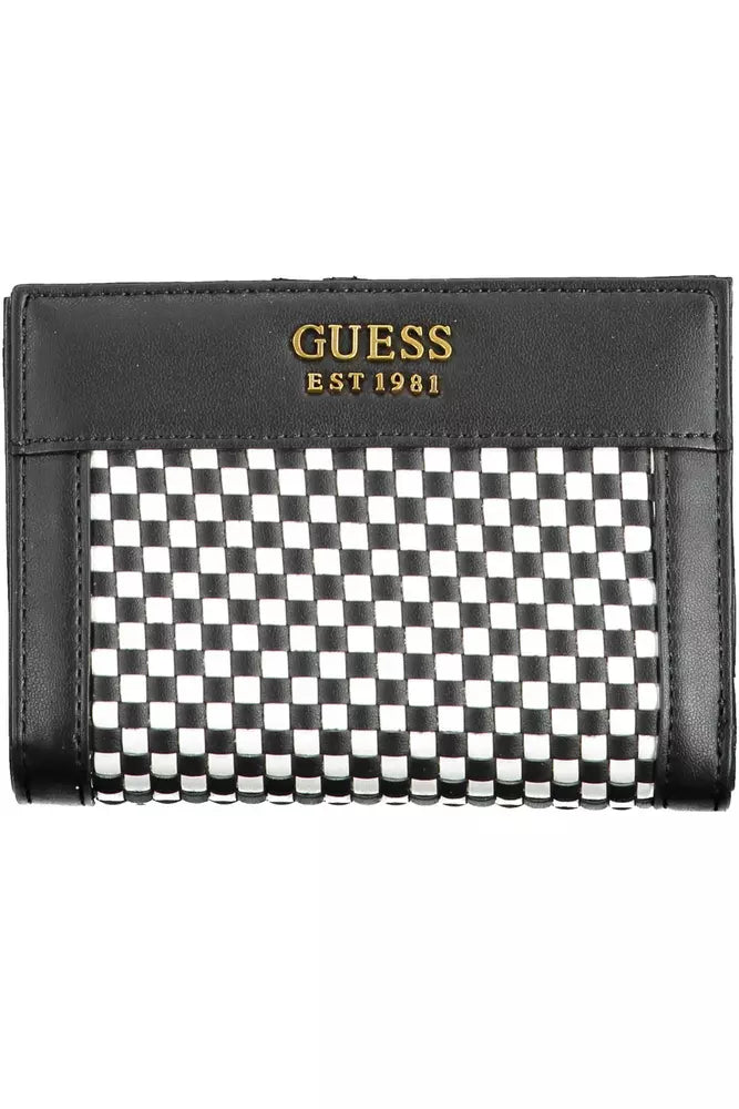 Cartera elegante de polietileno negra con detalles en contraste de Guess Jeans