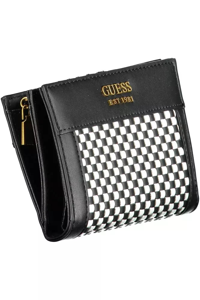 Cartera elegante de polietileno negra con detalles en contraste de Guess Jeans