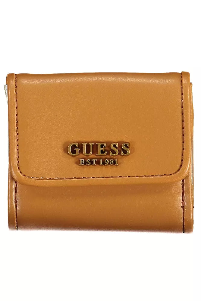 Portefeuille à pression Guess Jeans Chic marron avec détails contrastés