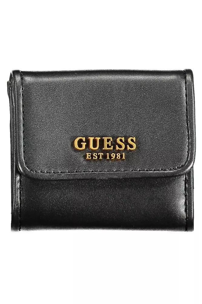 Cartera elegante negra de polietileno con dos compartimentos de Guess Jeans