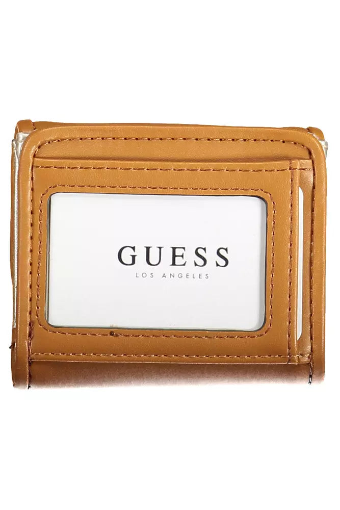 Cartera con broche de presión en marrón chic de Guess Jeans con detalles en contraste