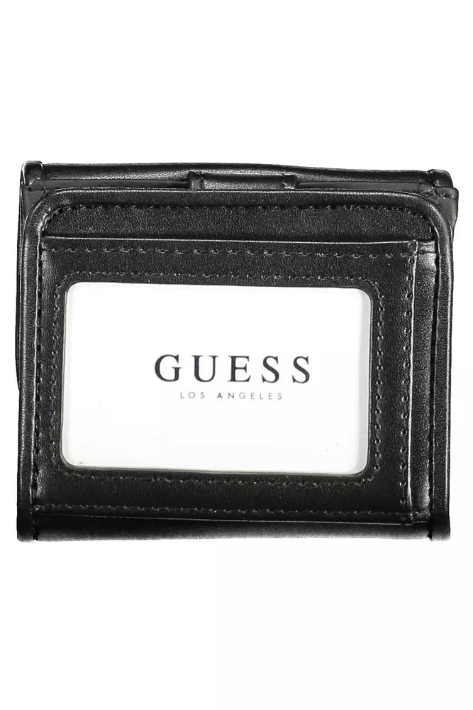 Cartera elegante negra de polietileno con dos compartimentos de Guess Jeans