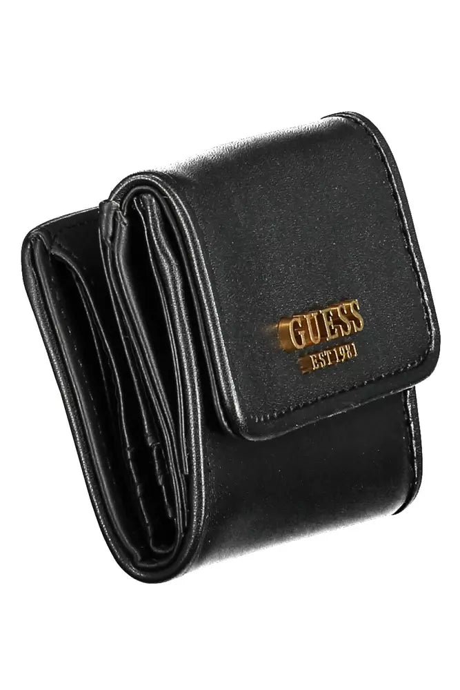 Cartera elegante negra de polietileno con dos compartimentos de Guess Jeans