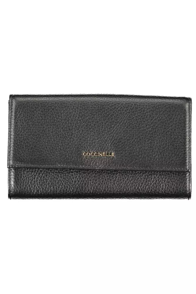 Elegante cartera de piel de dos piezas de Coccinelle en negro clásico