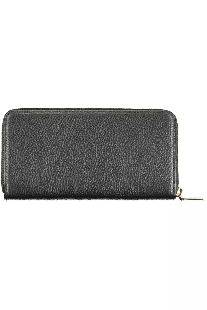 Cartera elegante de piel negra con múltiples compartimentos de Coccinelle