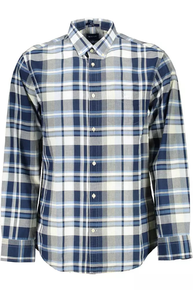 Chemise à manches longues en coton bleu élégant de Gant