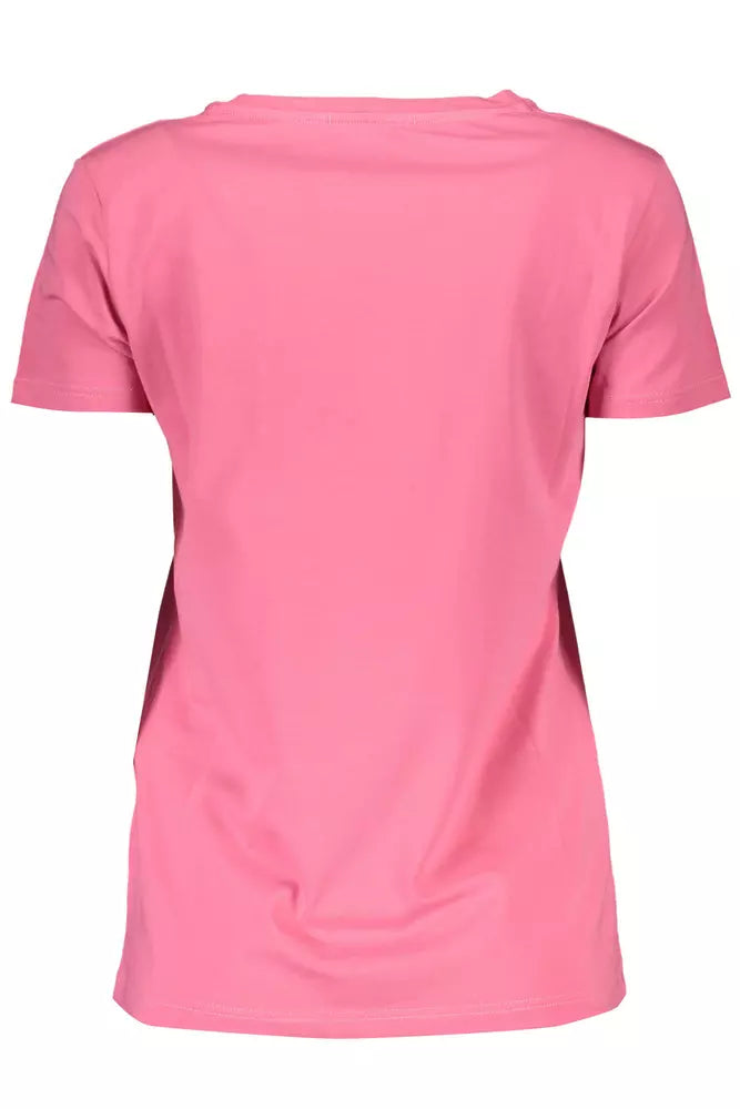 Camiseta bordada rosa con detalles en contraste de Scervino Street Chic