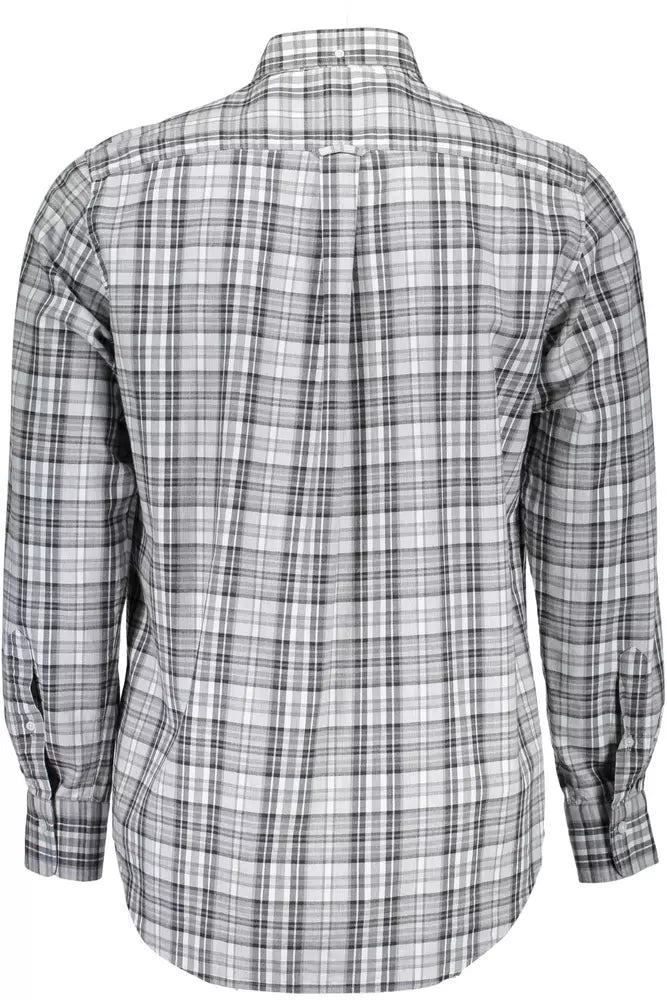 Chemise élégante à manches longues en coton gris pour homme de Gant