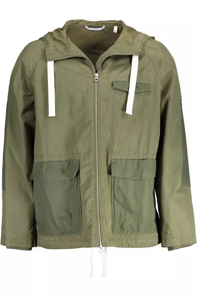 Chaqueta elegante con capucha de mezcla de algodón verde de Gant