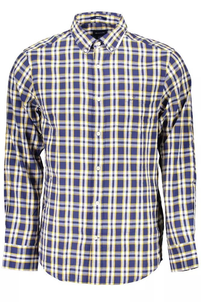 Chemise à manches longues en coton bleu raffiné Gant