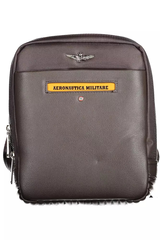 Bolso de hombro vintage marrón con detalles refinados de Aeronautica Militare