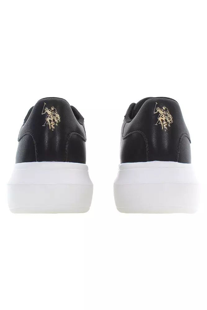 US POLO ASSN. Zapatillas elegantes negras con cordones y detalles en contraste