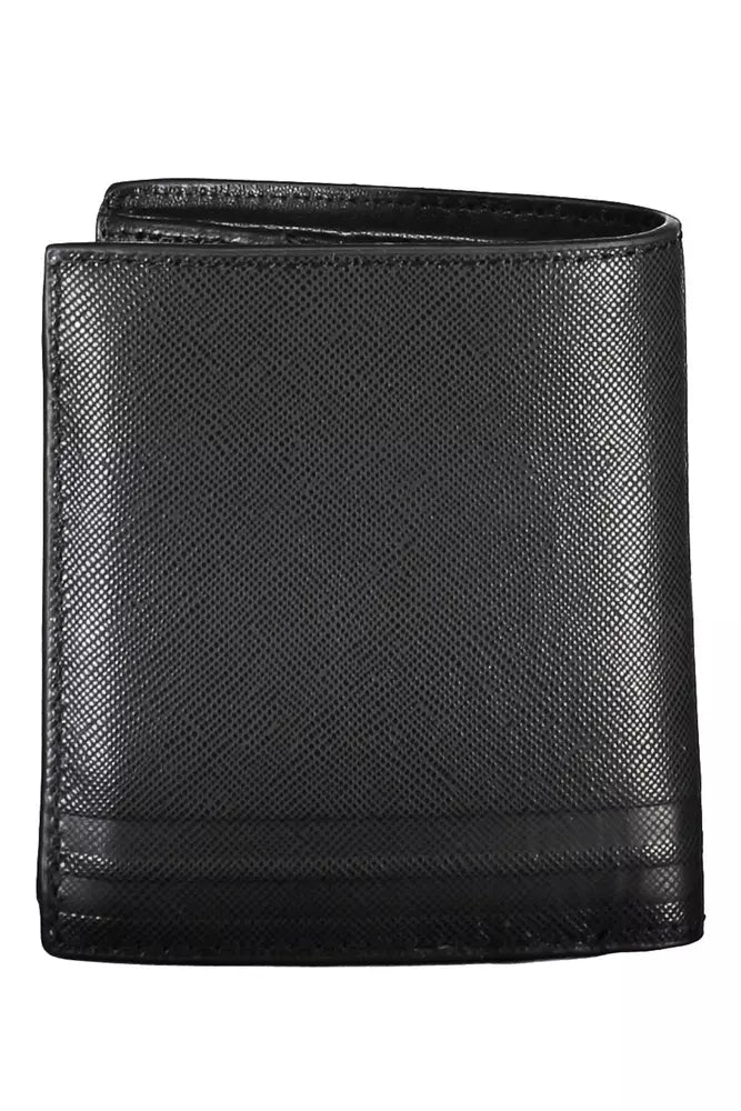 Tommy Hilfiger Sleek Black Leather Wallet with Coin Purse