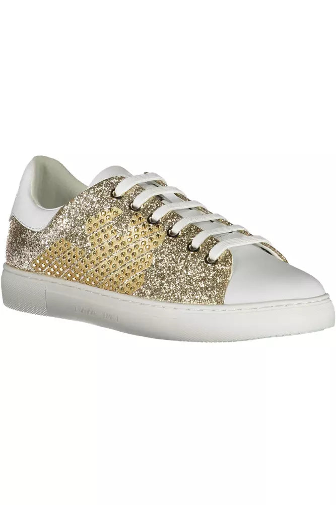 Baskets de sport à lacets dorées brillantes Emporio Armani