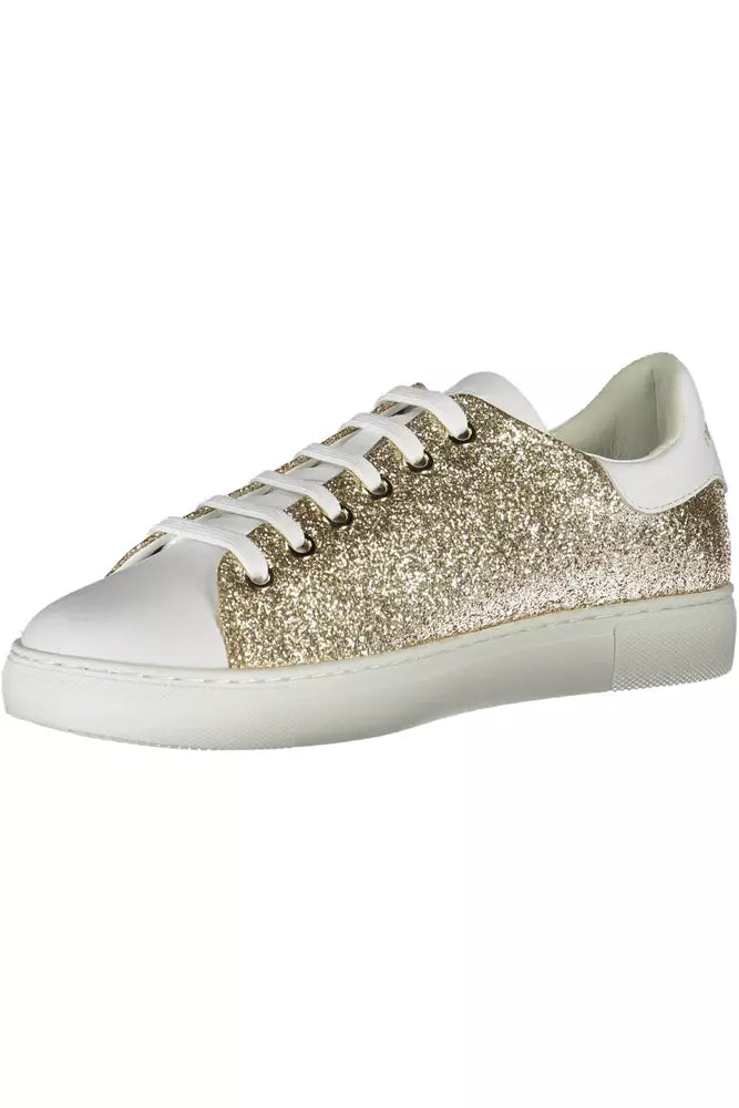 Baskets de sport à lacets dorées brillantes Emporio Armani