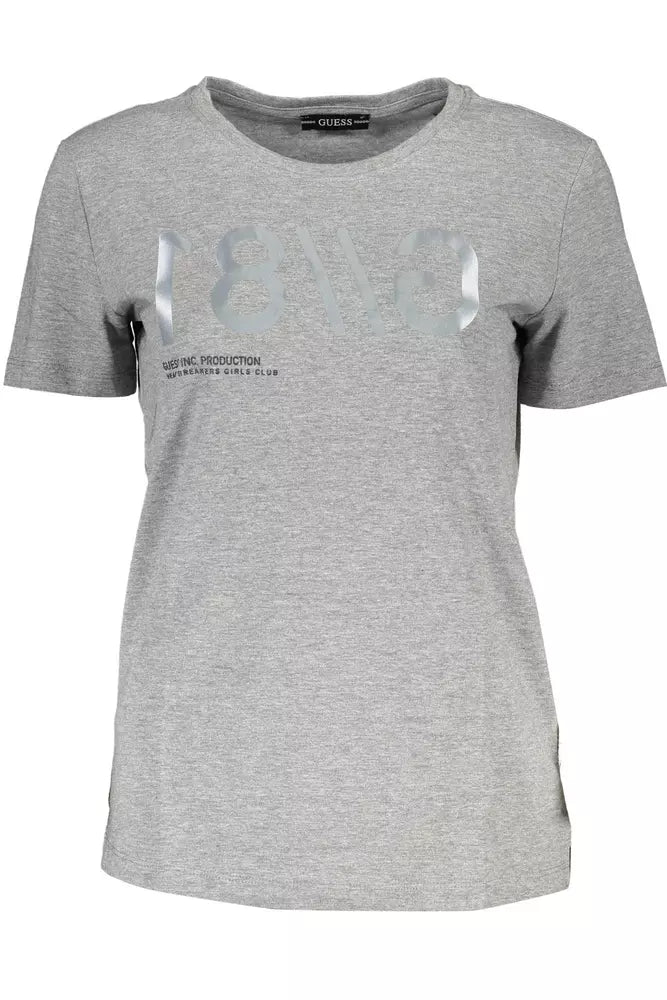 Camiseta con logo elegante en gris Guess Jeans y escote ancho