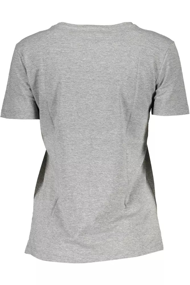 Camiseta con logo elegante en gris Guess Jeans y escote ancho