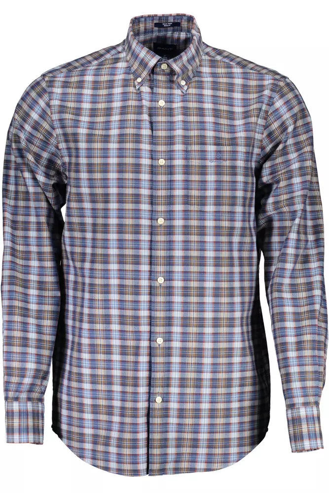 Chemise boutonnée en coton mélangé bleu élégant de Gant