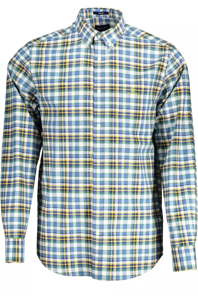 Chemise boutonnée en coton bleu élégant de Gant