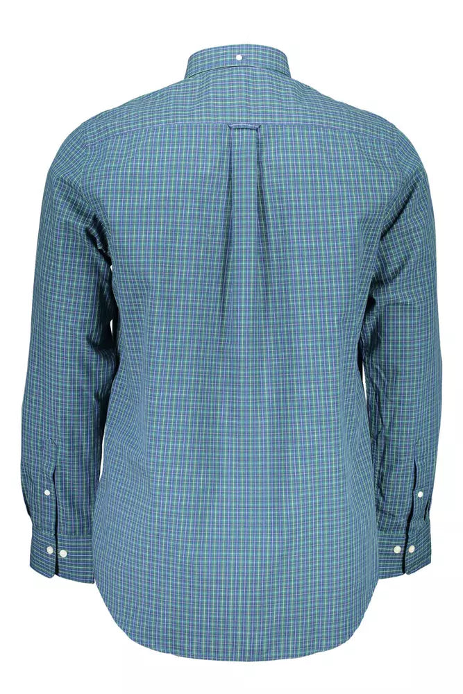 Chemise élégante à manches longues en coton mélangé bleu Gant