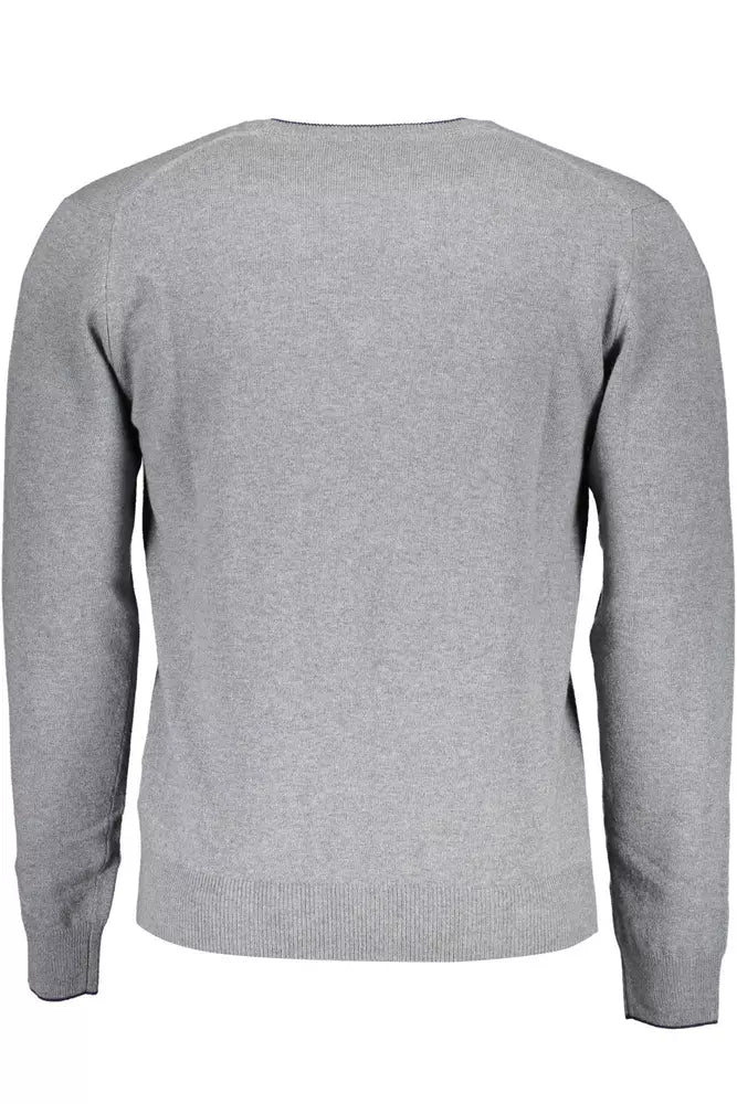 Harmont & Blaine Elegant V-Neck Contrast Detail Sweater