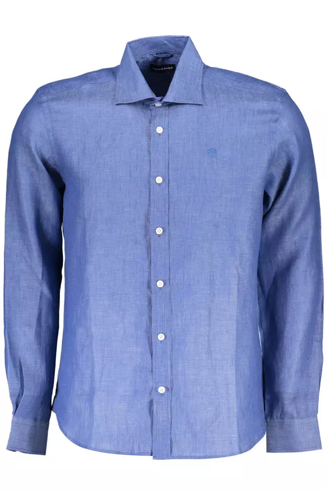 Camisa elegante de lino azul de manga larga de North Sails