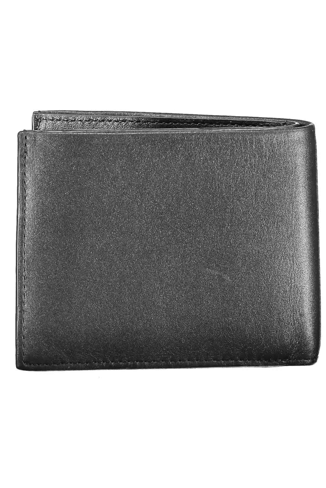 Calvin Klein Sleek Black Leather Dual-Compartment Wallet