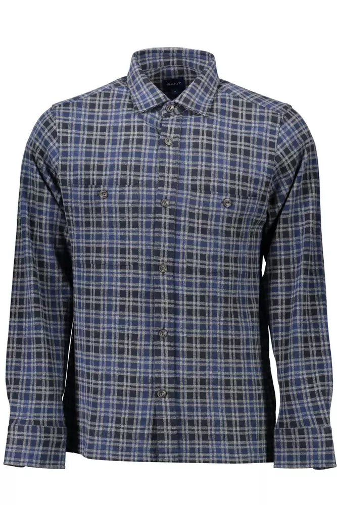 Chemise élégante à manches longues en coton bleu Gant