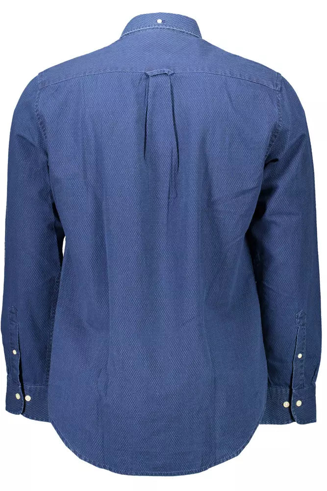 Camisa de algodón azul Gant de corte regular para hombre