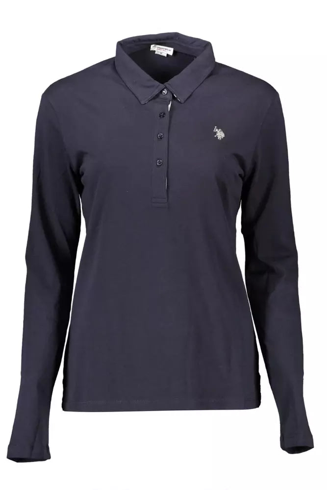 US POLO ASSN. Elegante polo azul de manga larga para mujer