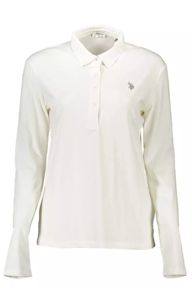 US POLO ASSN. Camisa polo elegante de manga larga blanca