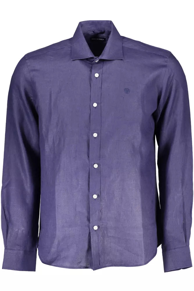 Camisa elegante de lino azul de manga larga de North Sails