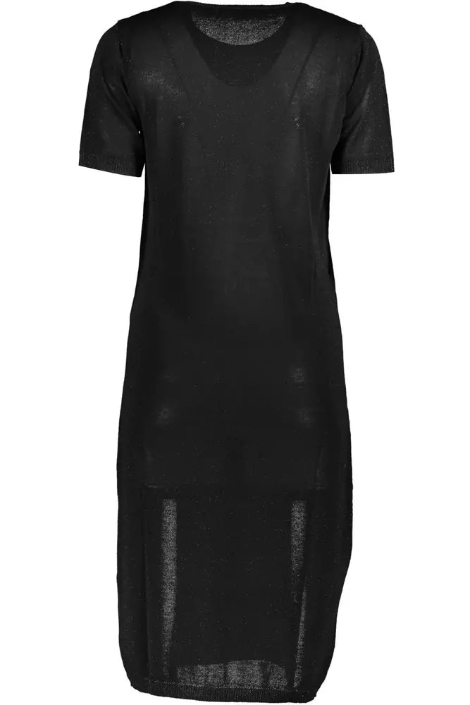 Robe à manches courtes brodée noire Class Chic de Cavalli