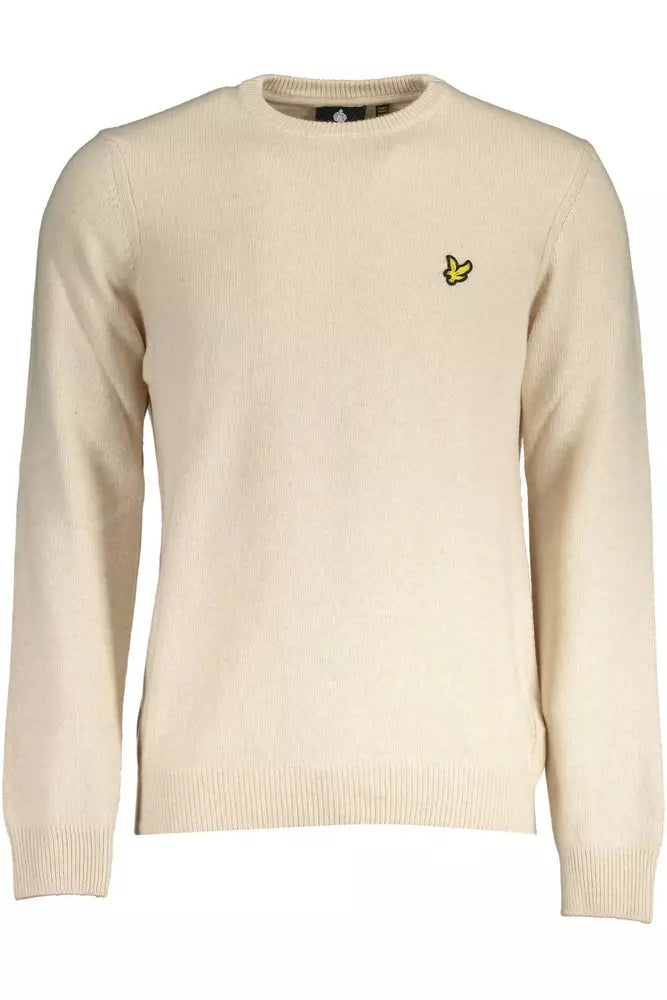 Lyle & Scott Beige Wool Blend Round Neck Sweater