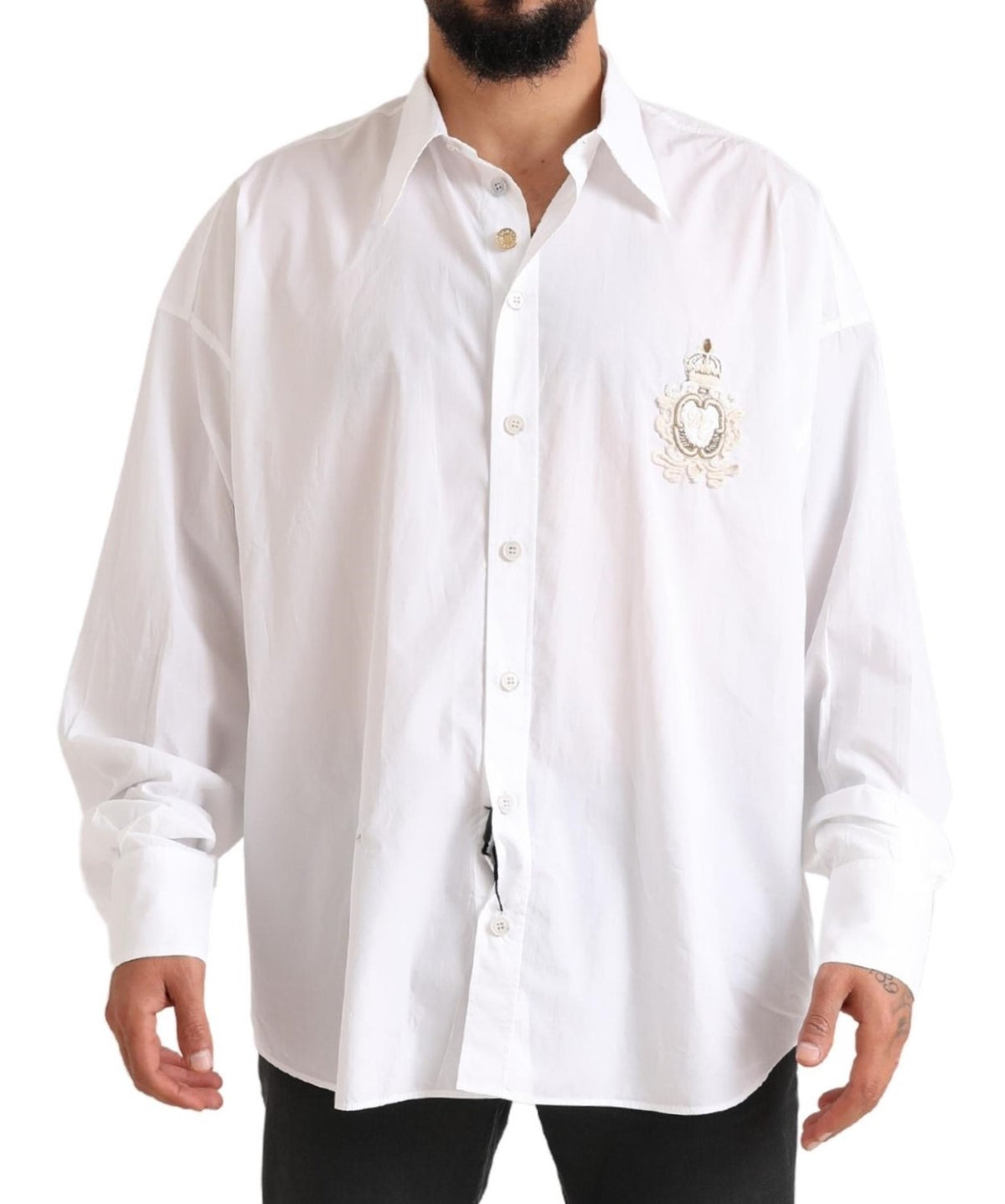 Chemise habillée élégante en coton blanc Dolce &amp; Gabbana