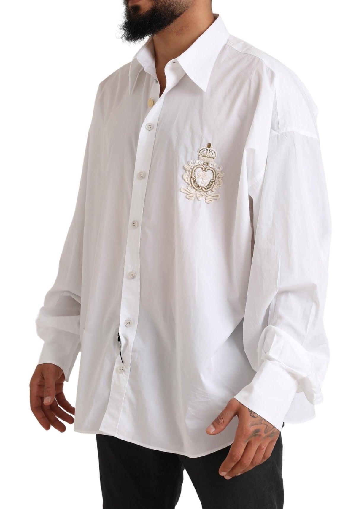 Camisa formal elegante de algodón blanca de Dolce &amp; Gabbana