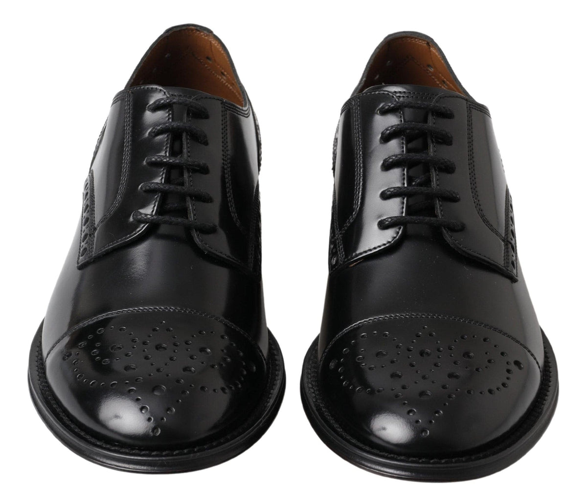 Chaussures Oxford élégantes à bout golf en cuir noir Dolce &amp; Gabbana