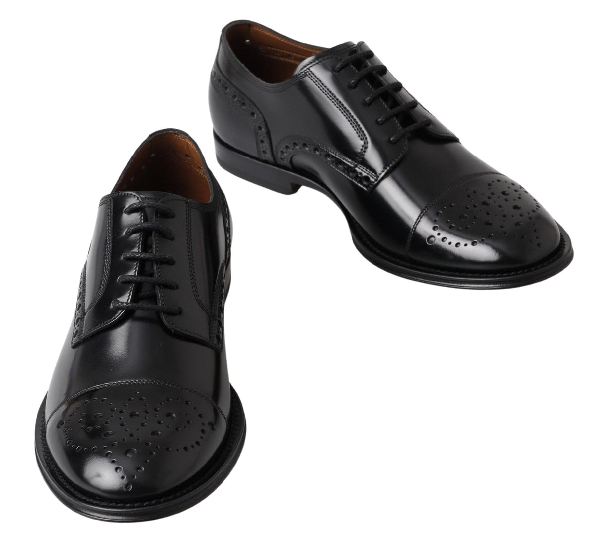 Chaussures Oxford élégantes à bout golf en cuir noir Dolce &amp; Gabbana