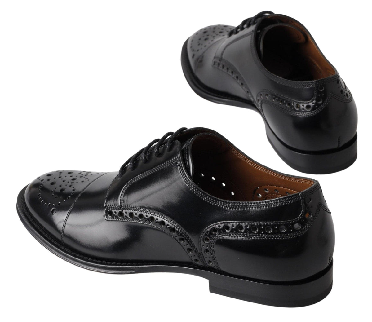 Chaussures Oxford élégantes à bout golf en cuir noir Dolce &amp; Gabbana