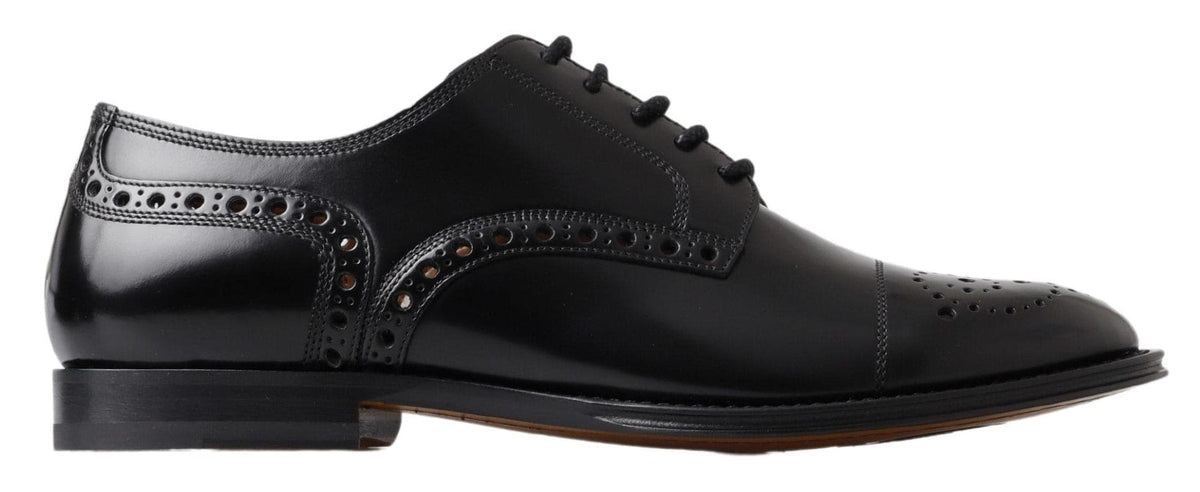 Zapatos elegantes de piel negra con puntera estilo oxford de Dolce &amp; Gabbana