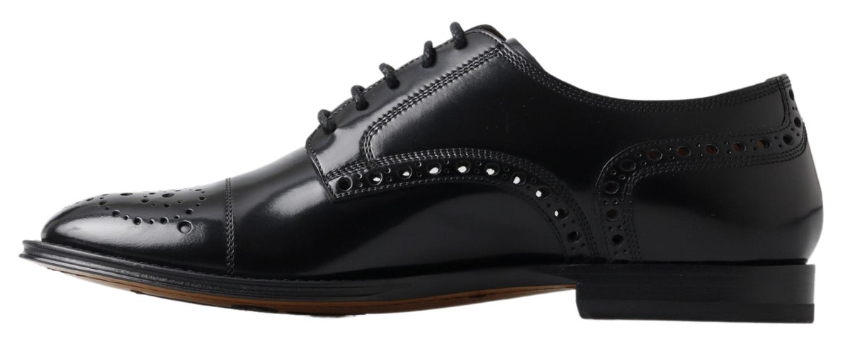 Zapatos elegantes de piel negra con puntera estilo oxford de Dolce &amp; Gabbana